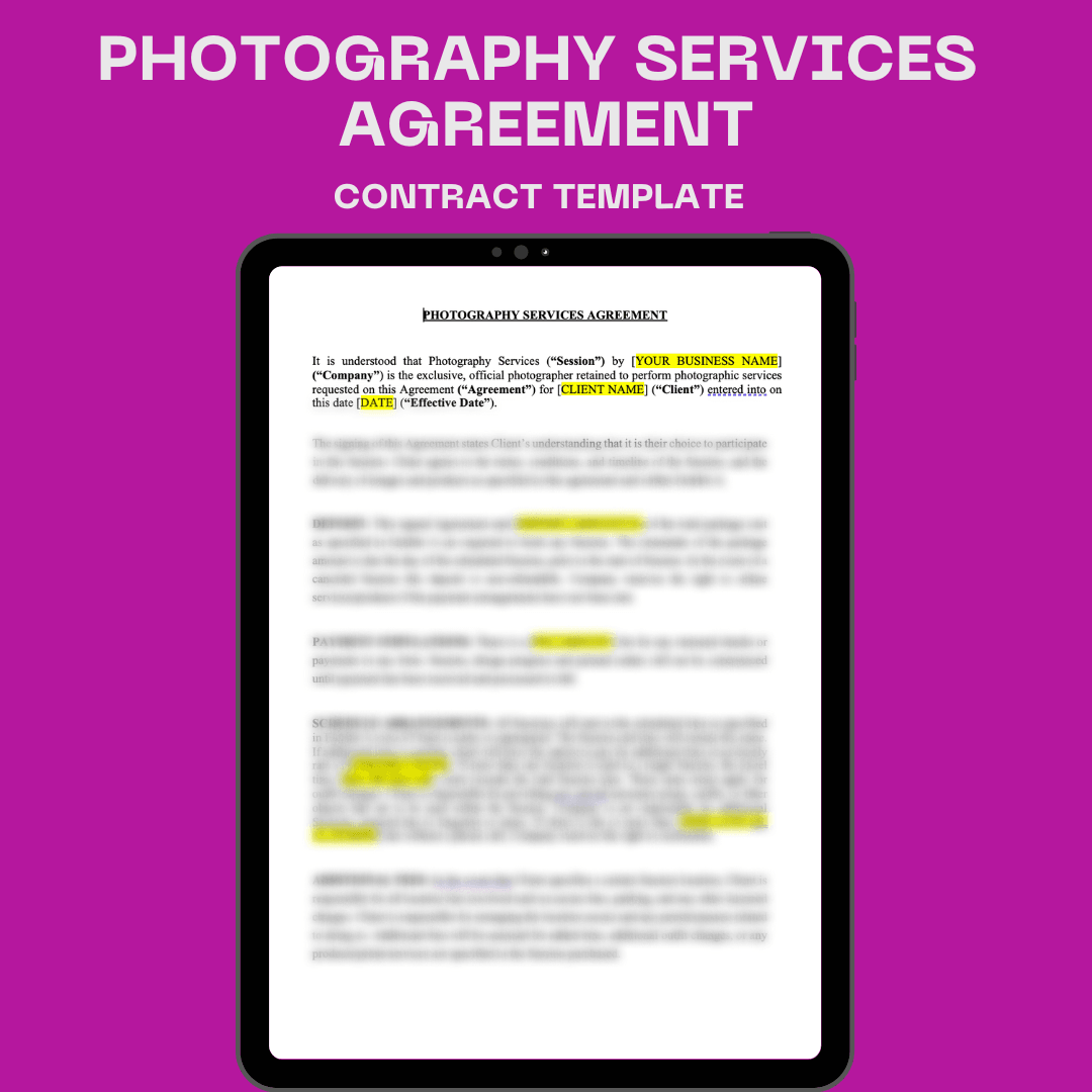 Photography Services Contract Template - Business Legal Hub
