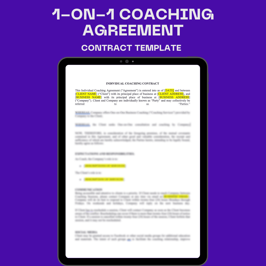 One-on-One Coaching Contract Template - Business Legal Hub