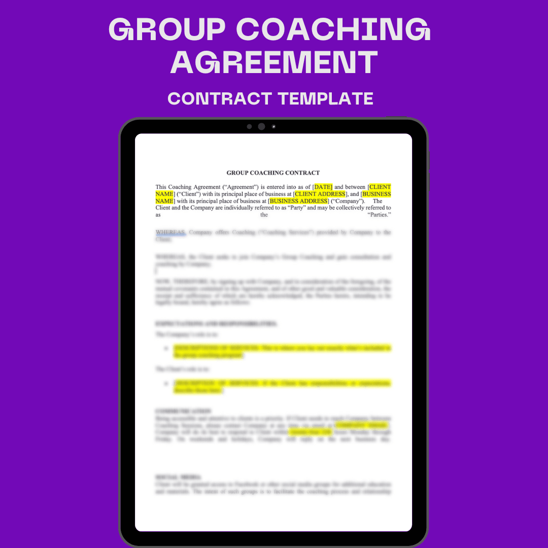 Group Coaching Contract Template - Business Legal Hub