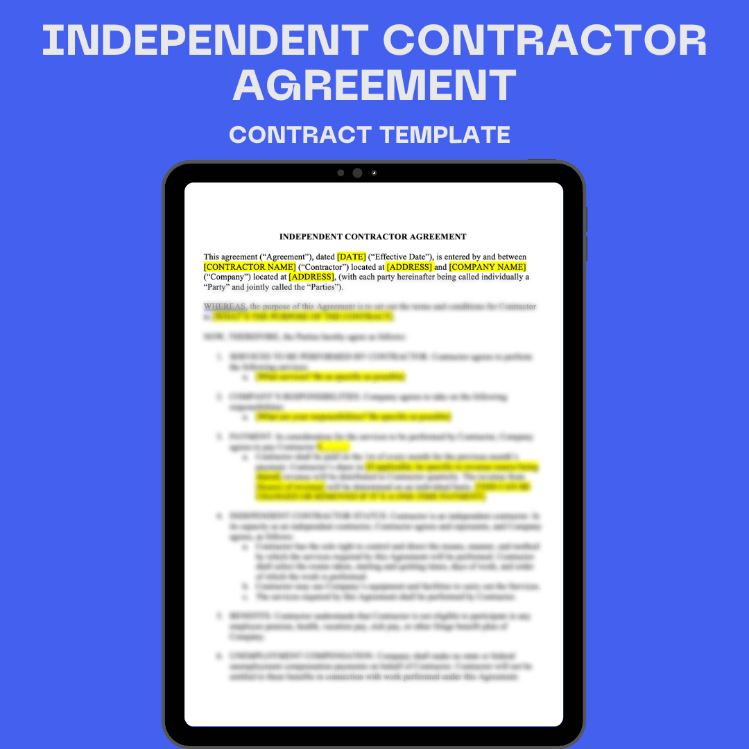 Independent Contractor Contract Template - Business Legal Hub