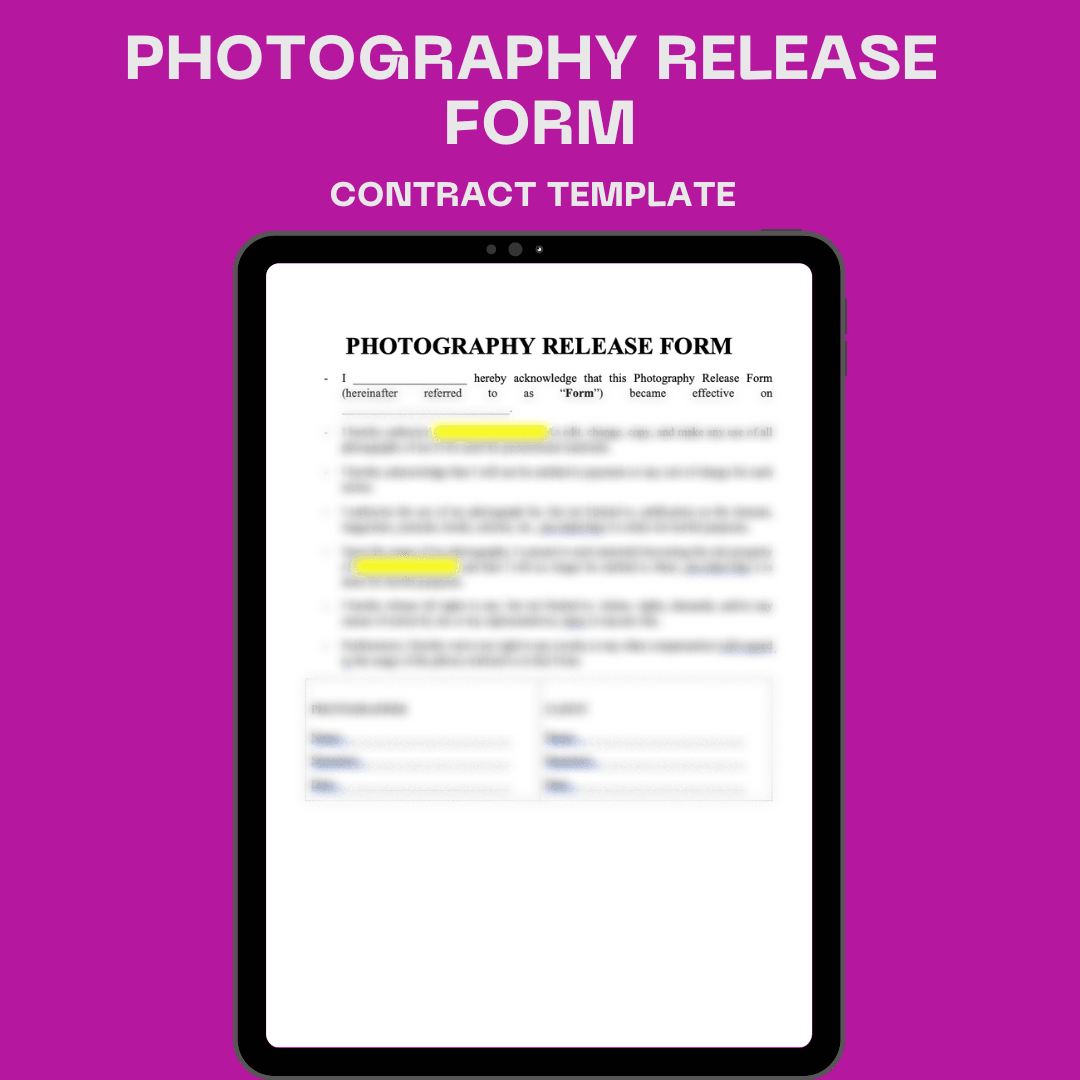 Photography Release Contract Template - Business Legal Hub