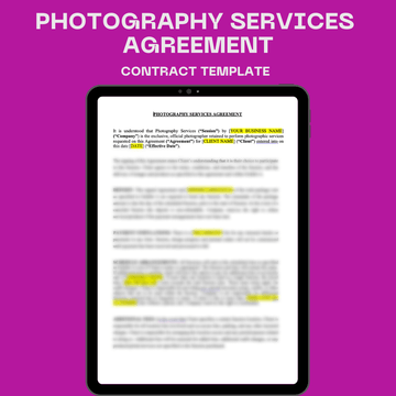 Photography Services Contract Template - Business Legal Hub