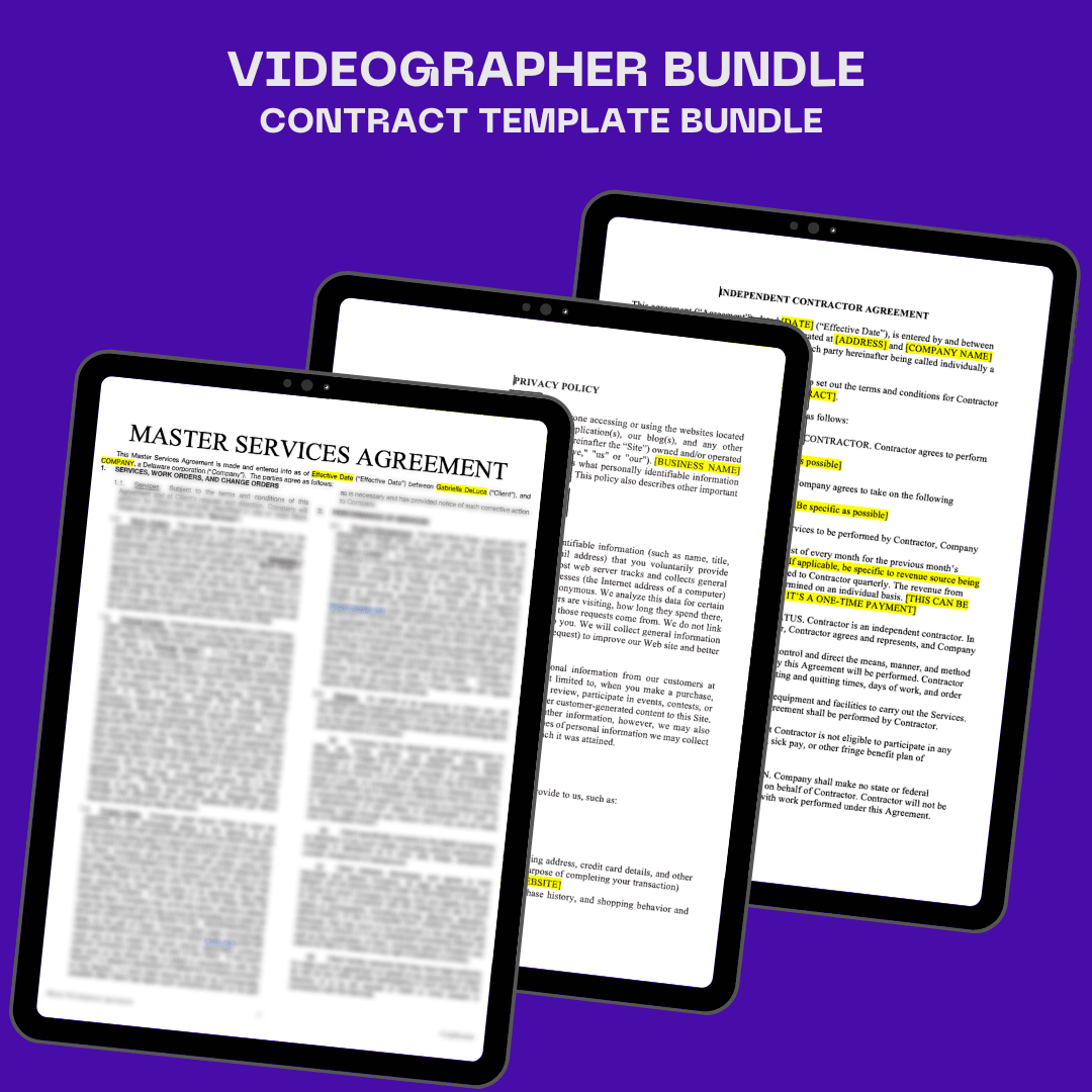 Videographer Contract Template Bundle - Business Legal Hub